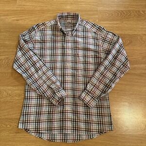 Bills Khakis Shirt Mens Medium Linen Blend Multicolor Plaid Button Up L/S Preppy